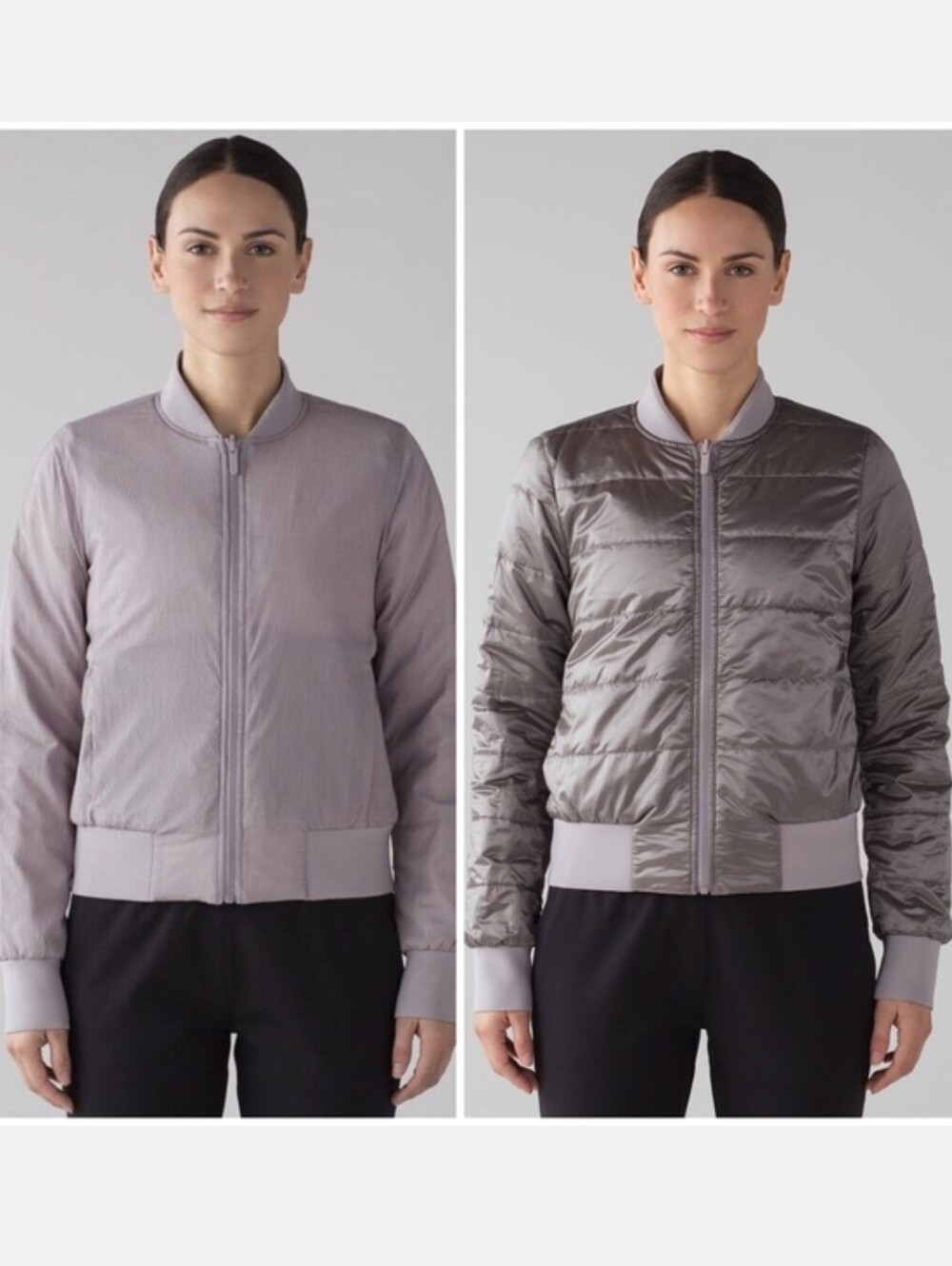 RARE 🍋 Lululemon Non-Stop Bomber Jacket Reversible Dark Chrome Size 6 EUC